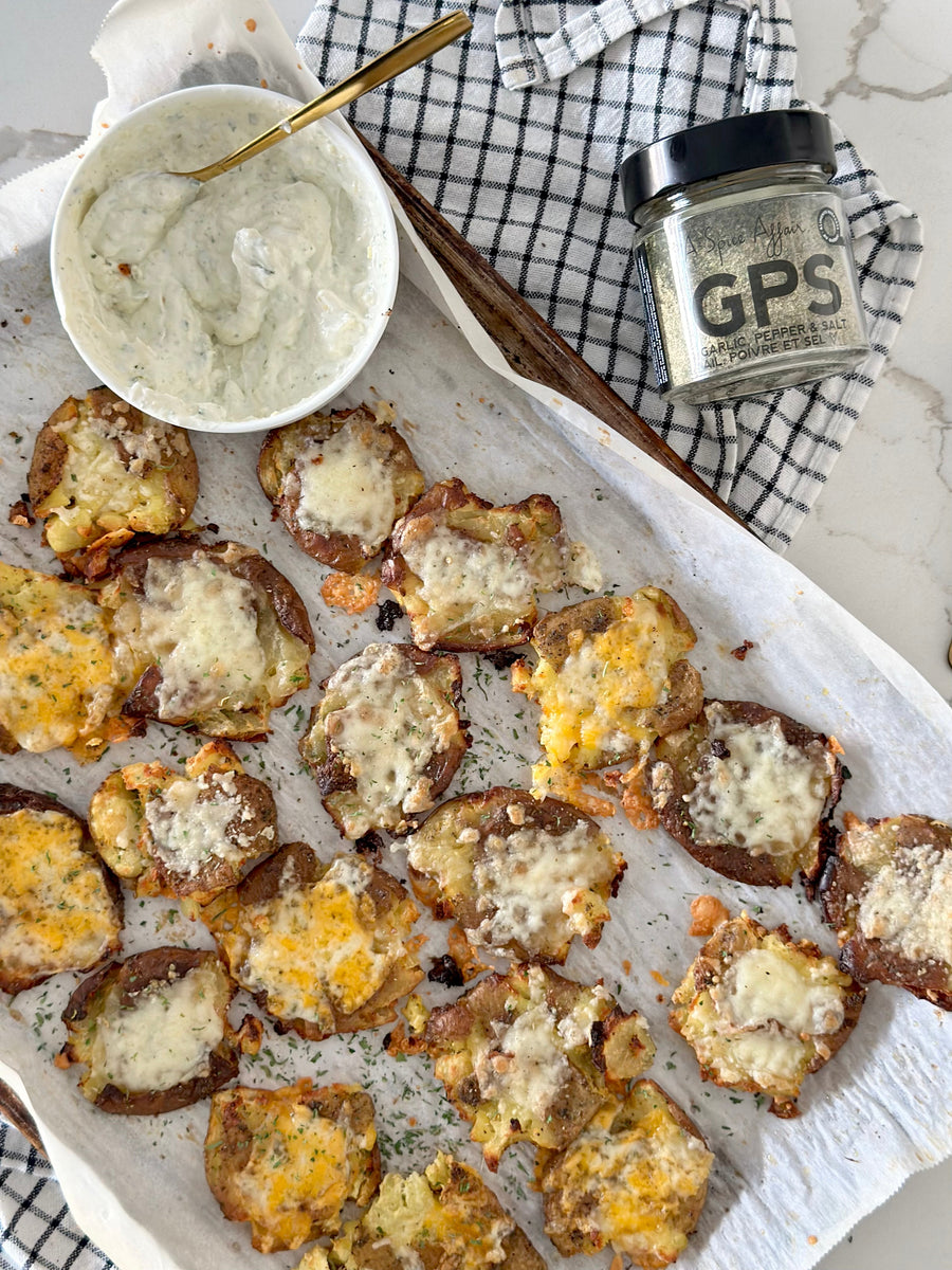 Cheesy Smashed Potatoes




 &ndash; A Spice Affair.