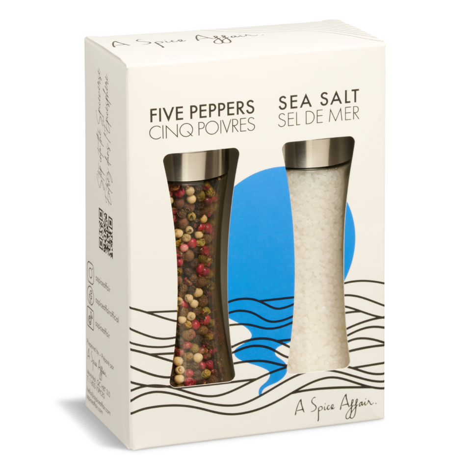 FIVE PEPPERS & SEA SALT GRINDER SET