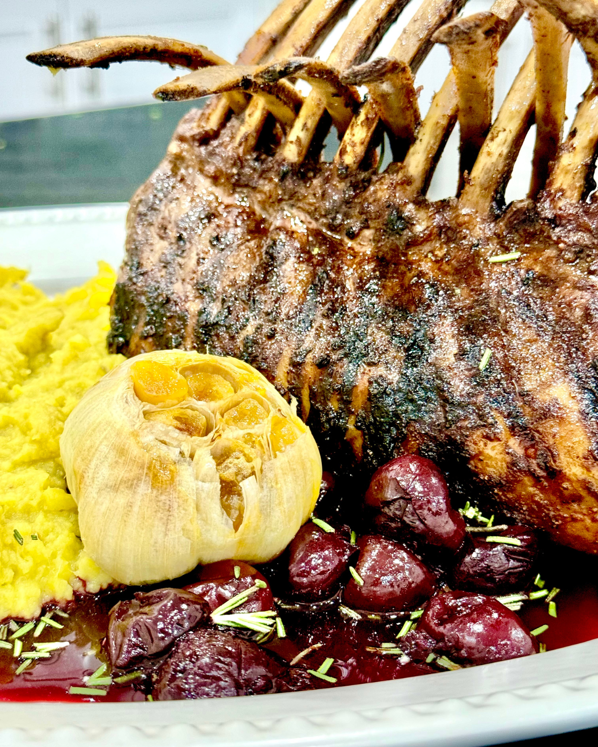 BBQ LAMB RACK WITH CHERRY-WINE SAUCE by ISLAND GURL