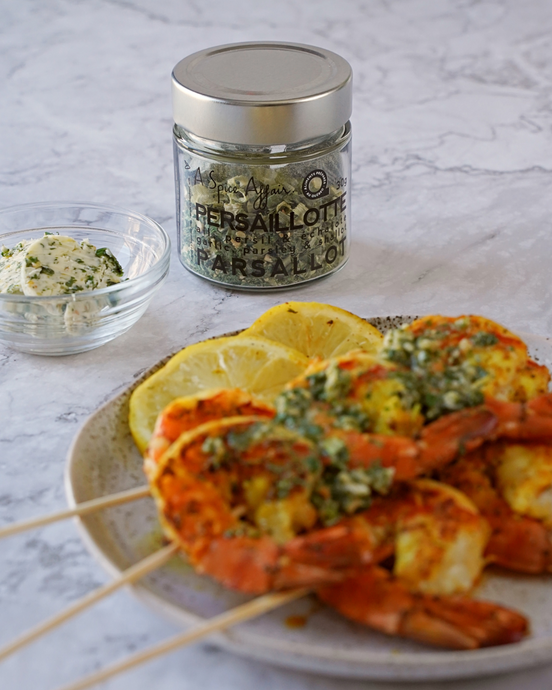 GRILLED SHRIMP WITH HERB COMPOUND BUTTER