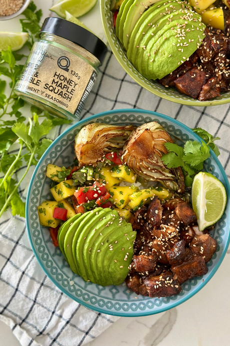 HONEY MAPLE SQUASH SALMON BOWL