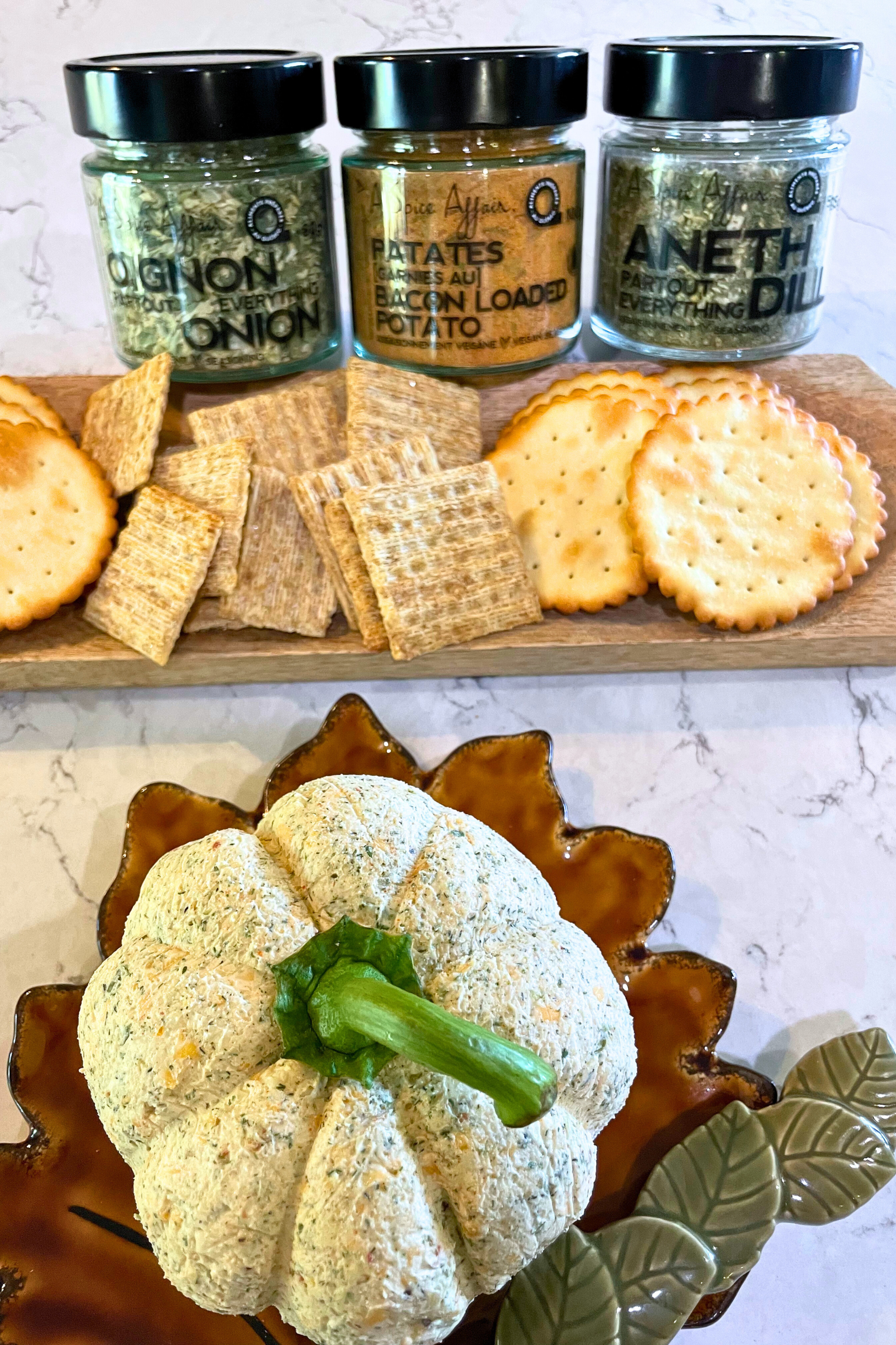 Triple Threat Pumpkin-Shaped Cheese Ball 🎃