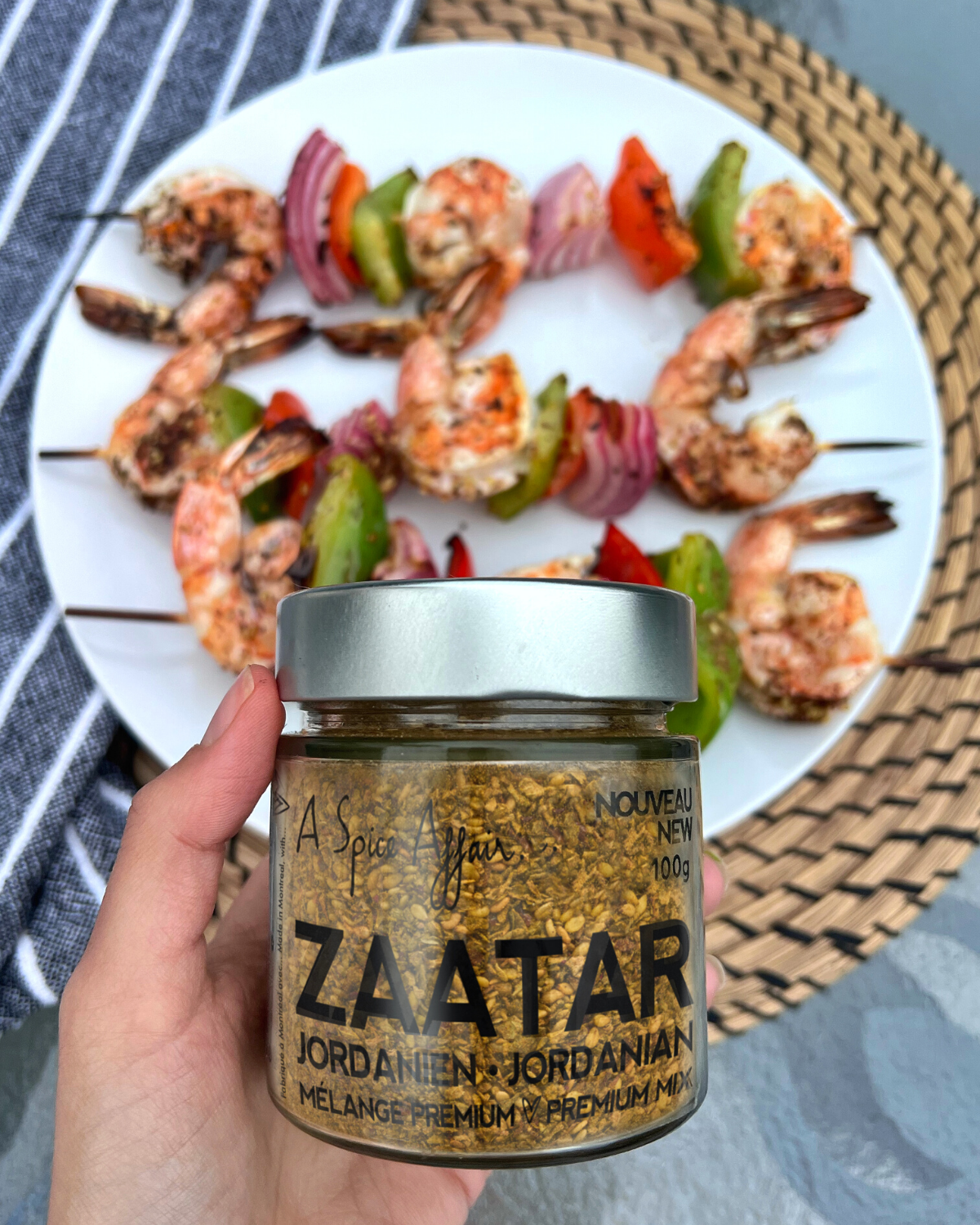 ZA’ATAR GRILLED SHRIMP & SUMMER SALAD