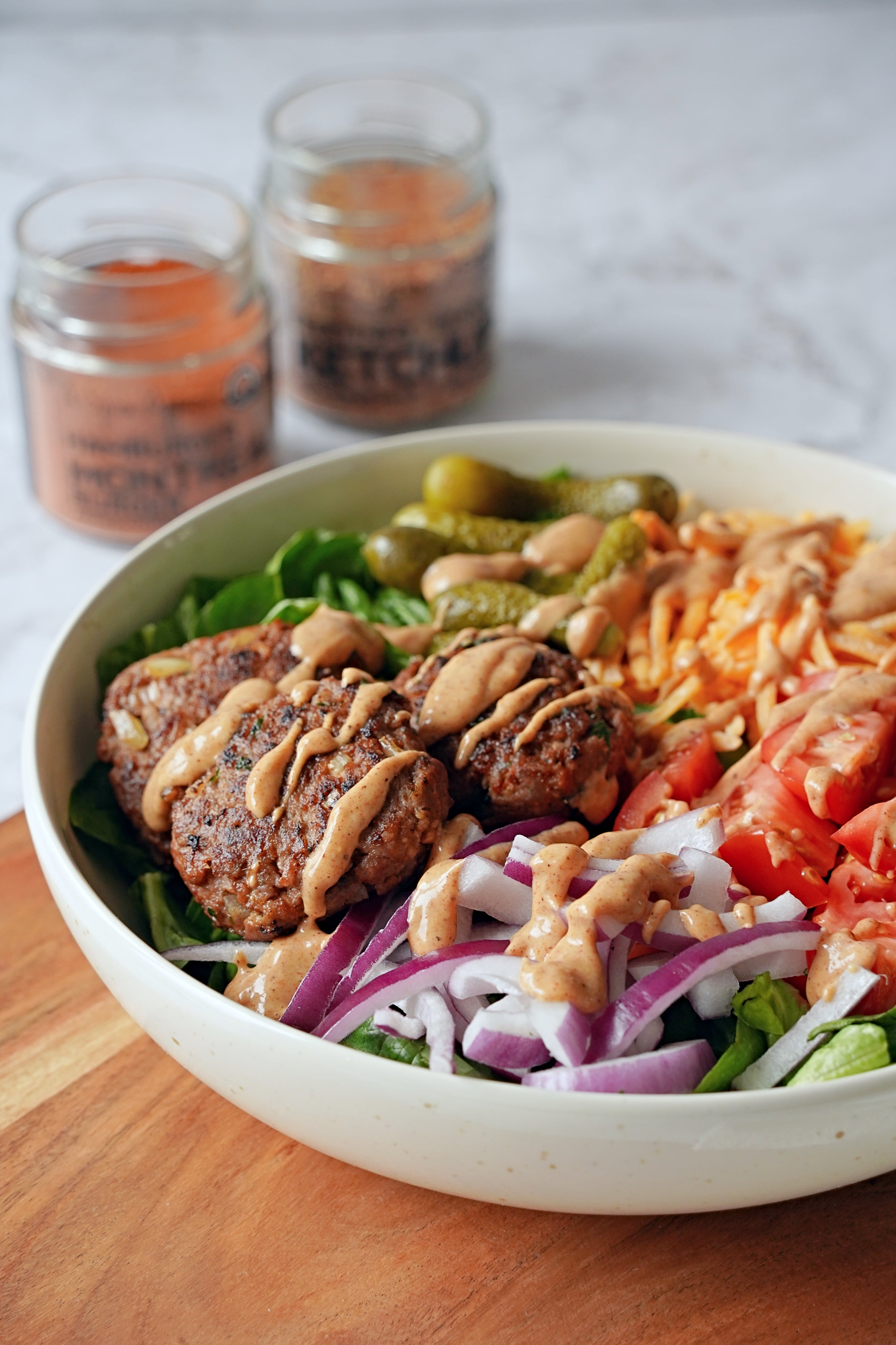BURGER BOWL WITH KETCHUP AIOLI