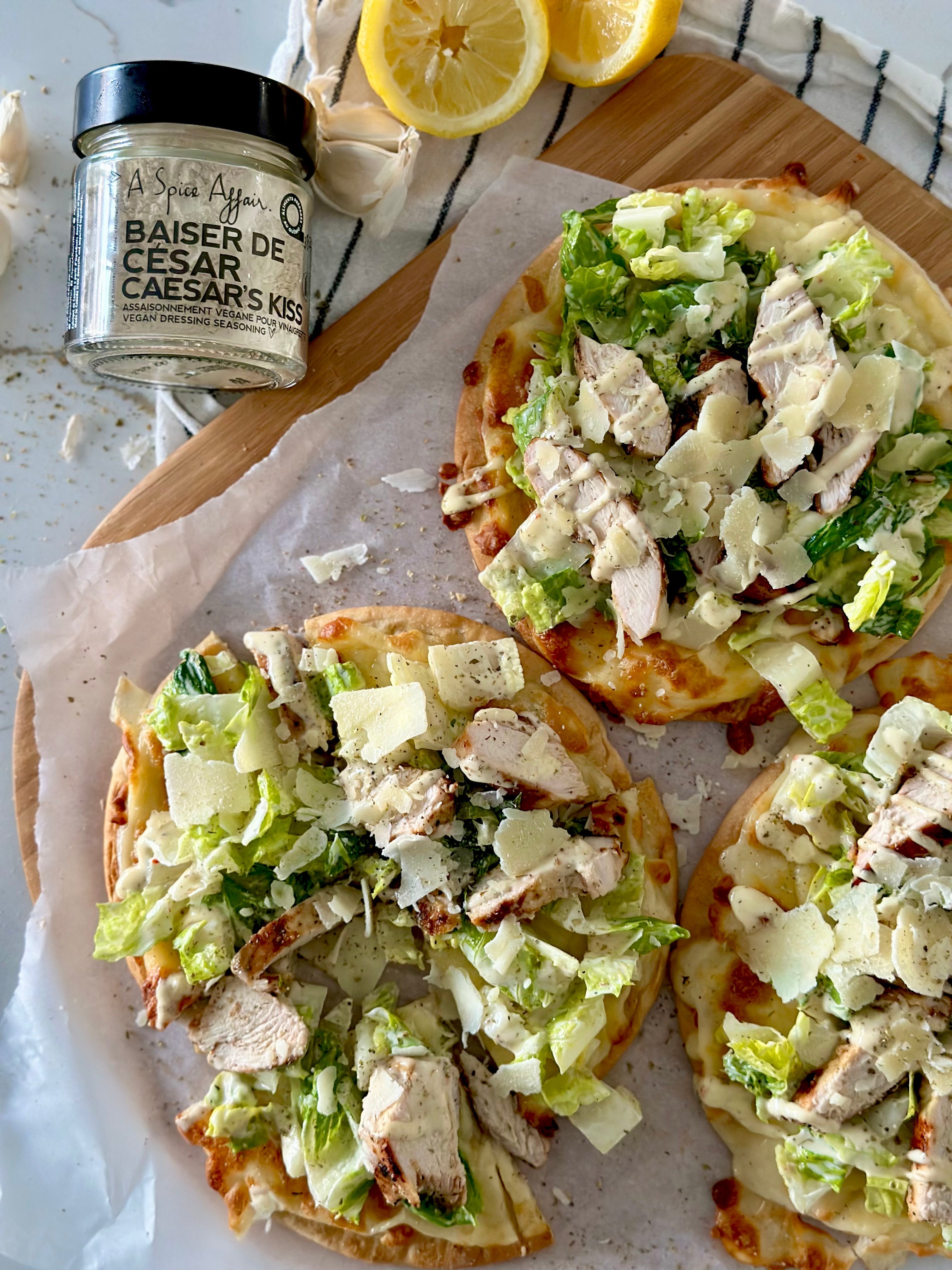 GREEK CHICKEN PITA WITH CAESAR SAUCE