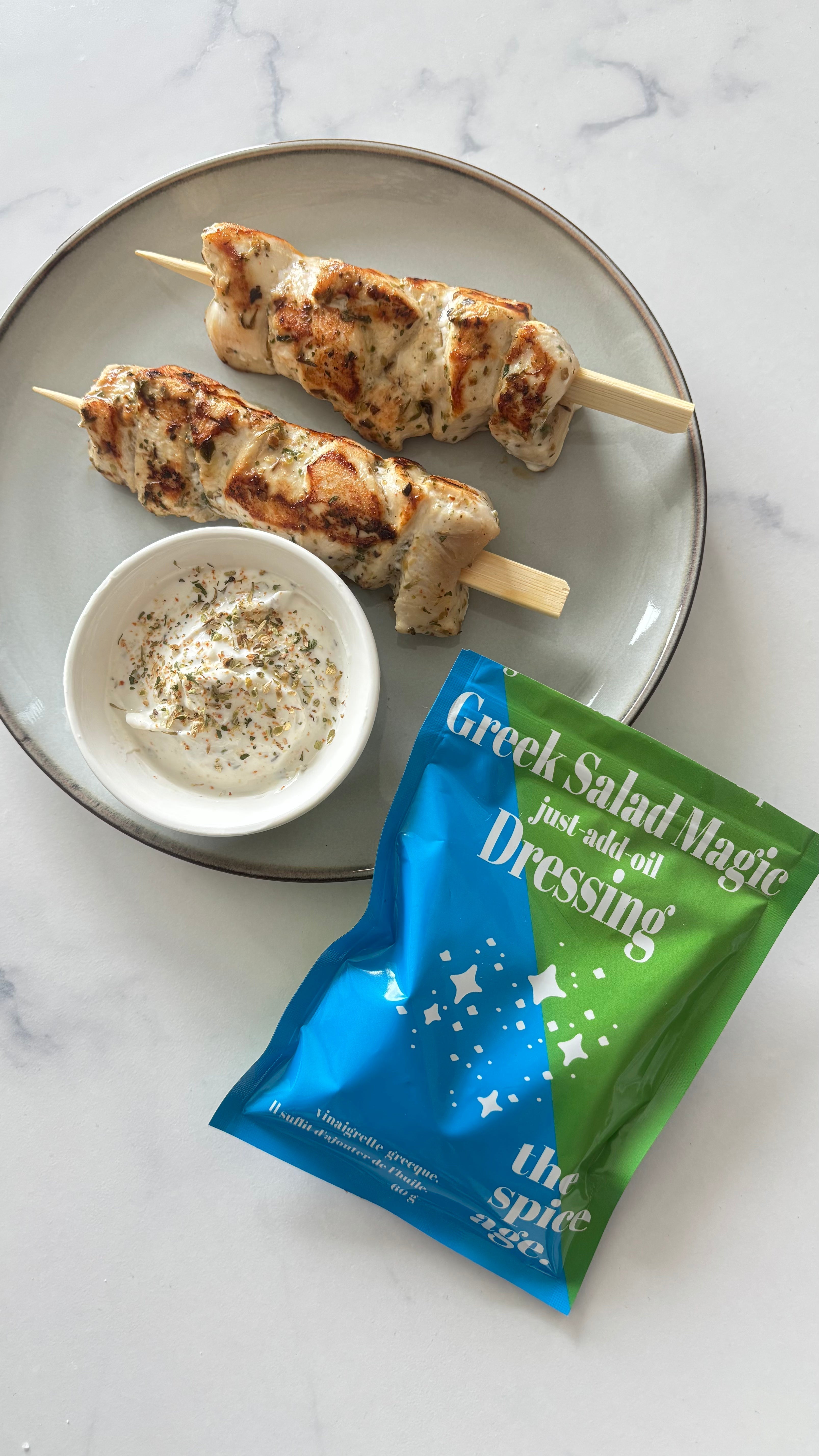 Greek-Style Chicken Skewers With Dip
