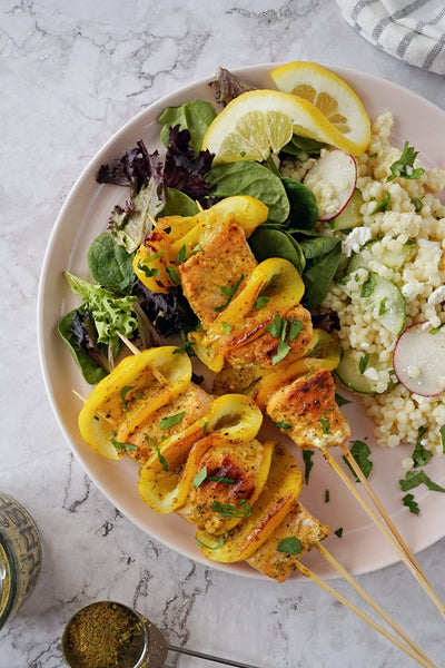 GRILLED LEMON SALMON SKEWERS