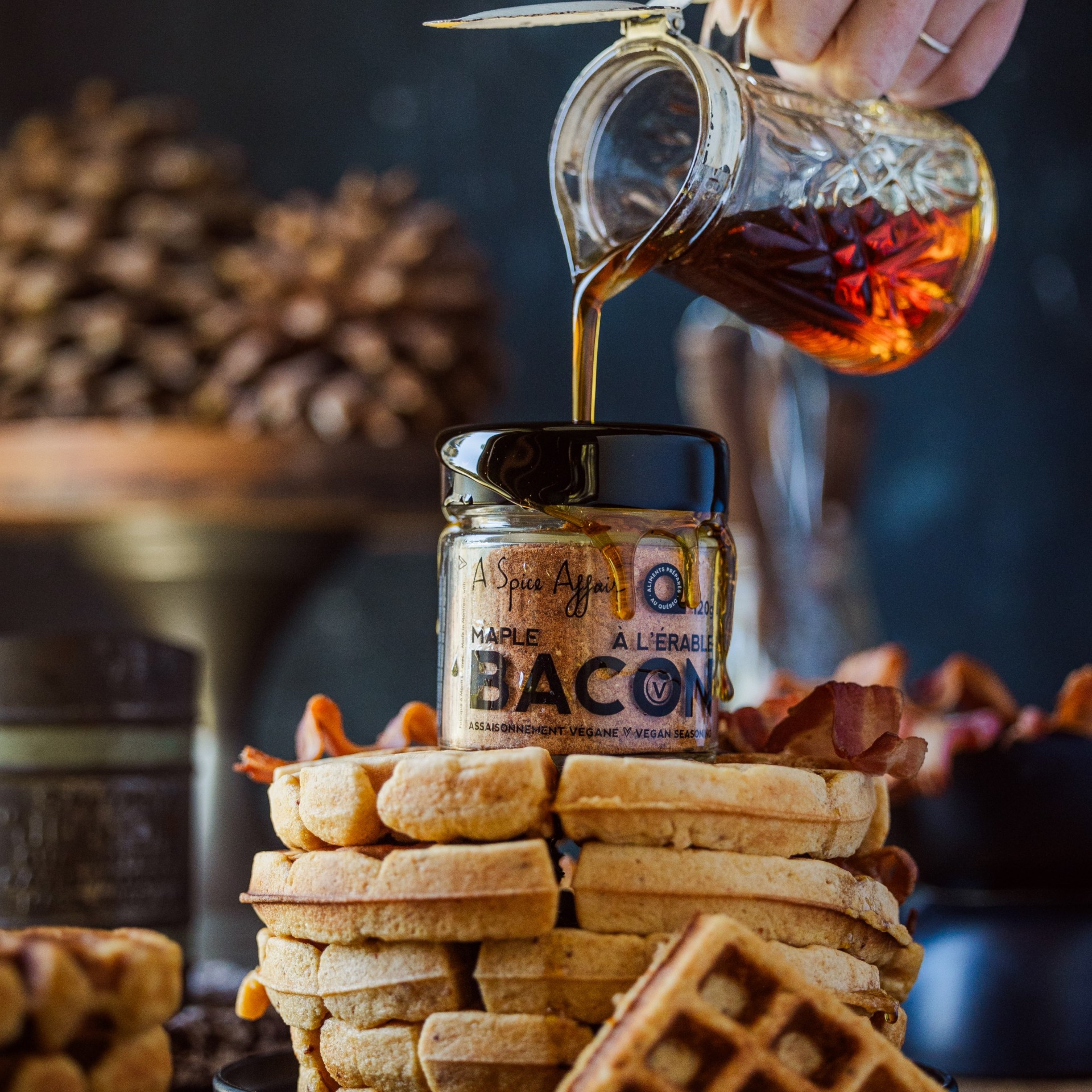 Maple Vegan Bacon Waffles