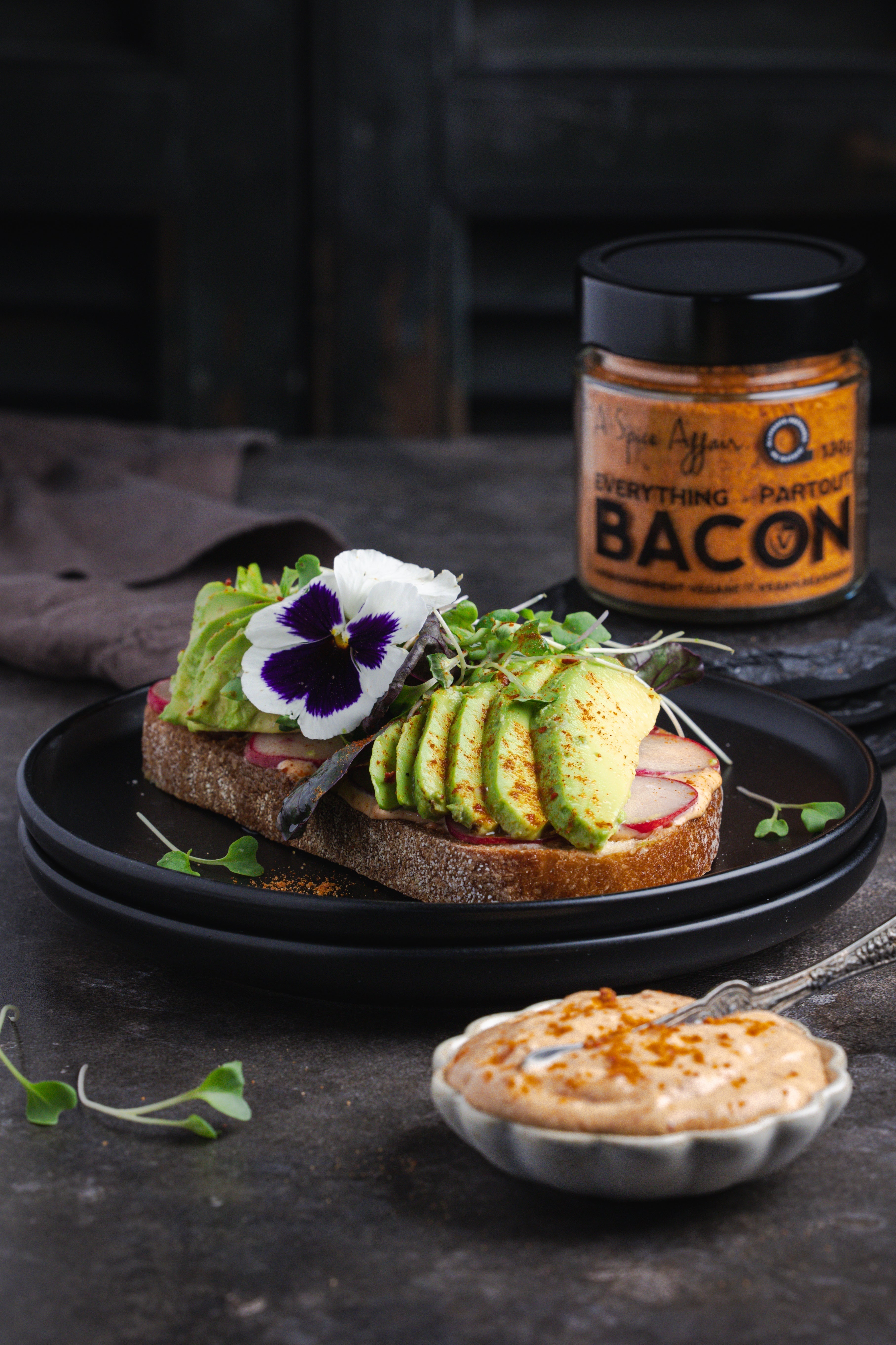 PLANT-BASED BACON AVOCADO TOAST