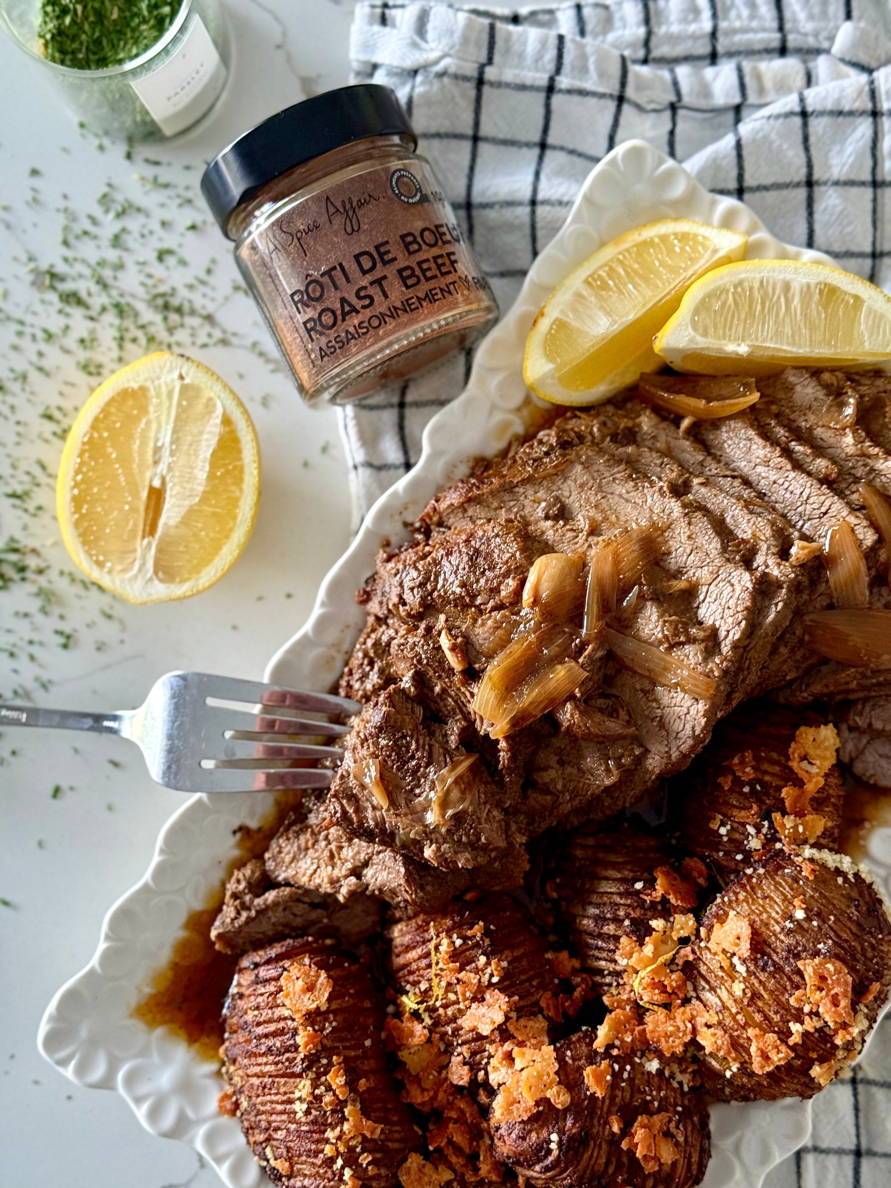 Roast Beef with Garlic and Shallots
