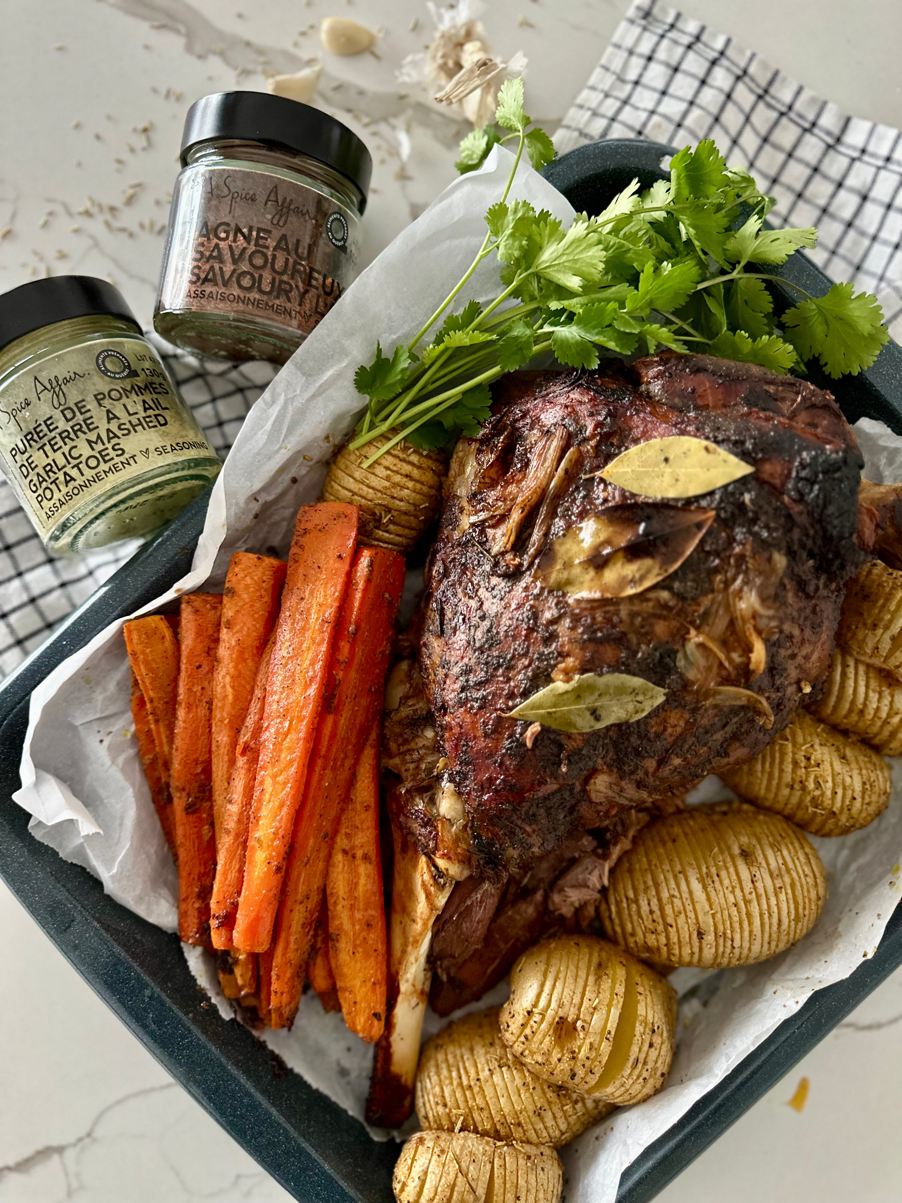 SAVOURY BBQ LEG OF LAMB WITH ROASTED CARROTS