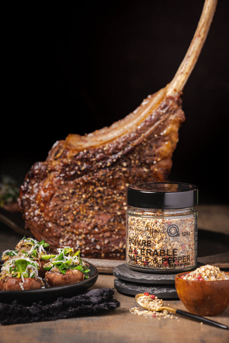 Maple & Pepper grilled Tomahawk & Stuffed Mushroom