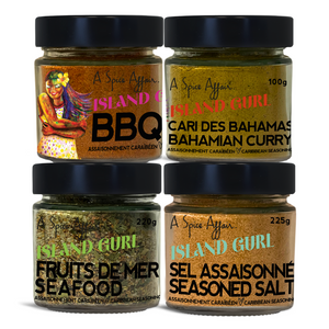 COFFRET D'ASSAISONNEMENTS CARAÏBÉENS D'ISLAND GURL DÎNER AU PARADIS [4 POTS] **PRÉVENTE**