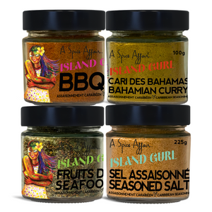 COFFRET D'ASSAISONNEMENTS CARAÏBÉENS D'ISLAND GURL DÎNER AU PARADIS [4 POTS]