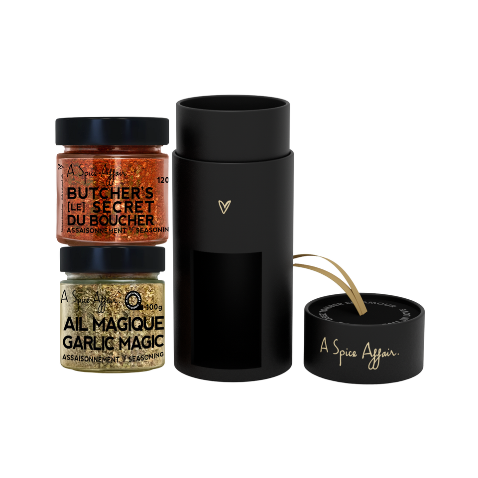 Coffret cylindrique 2 pots: Duo Ail & Grillades